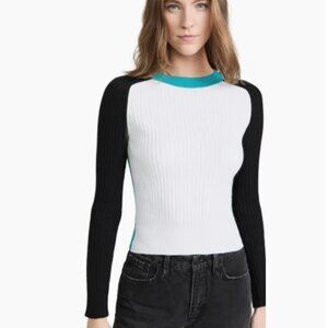 rag &‎ bone Navaya Cotton Cashmere Crew Sweater Ivory Combo